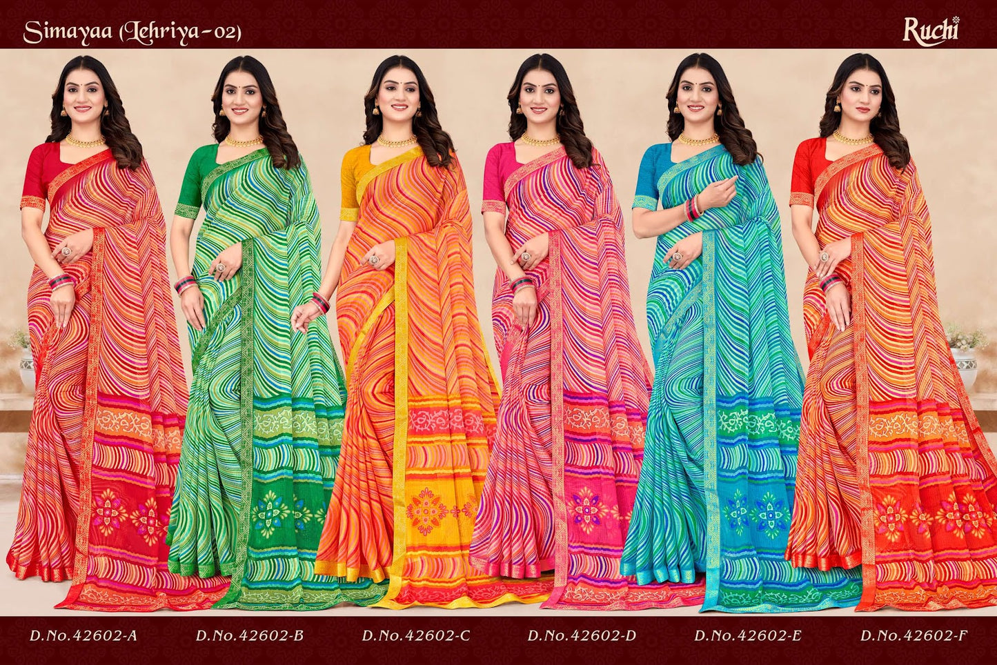 Simayaa Lehriya 2 Ruchi Chiffon Sarees Exporter