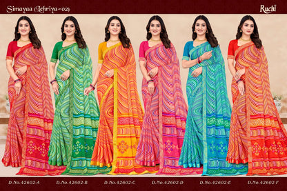 Simayaa Lehriya 2 Ruchi Chiffon Sarees Exporter