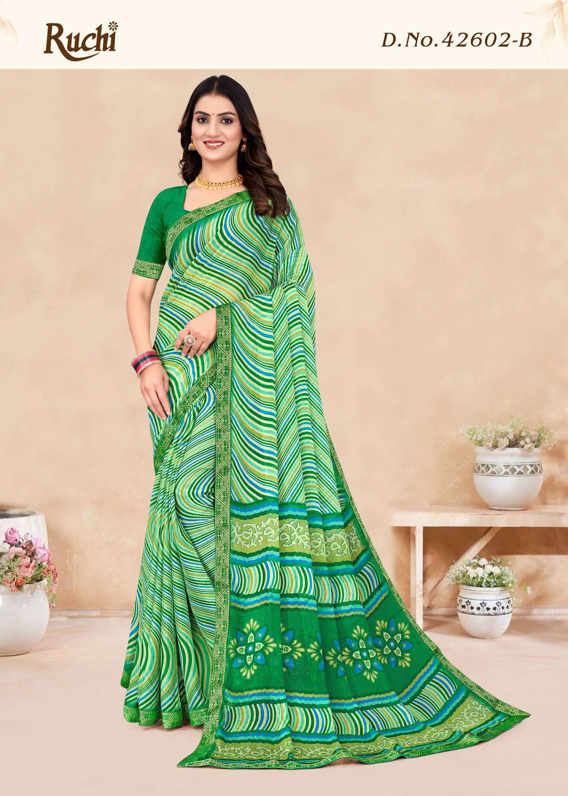 Simayaa Lehriya 2 Ruchi Chiffon Sarees Exporter