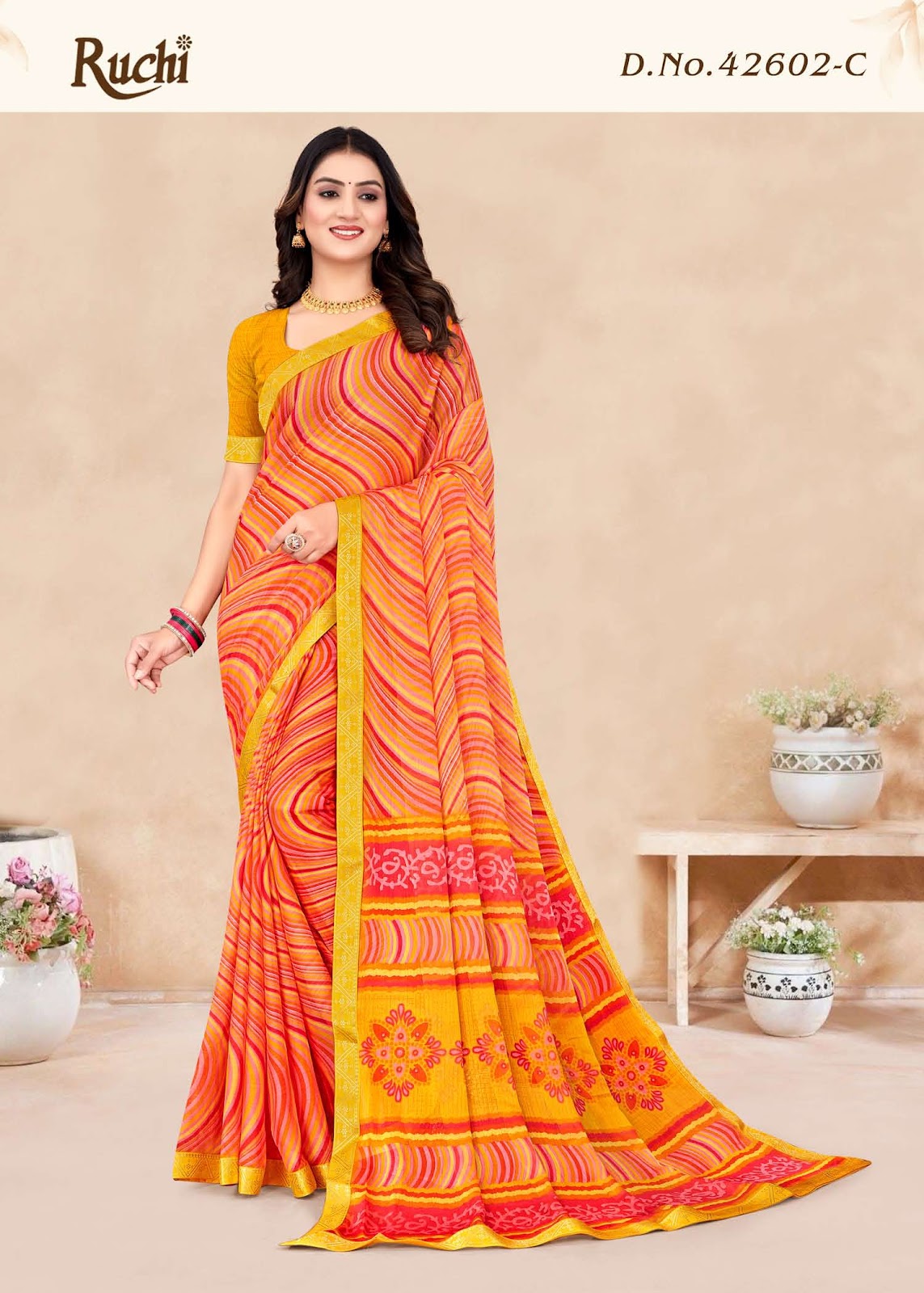 Simayaa Lehriya 2 Ruchi Chiffon Sarees Exporter