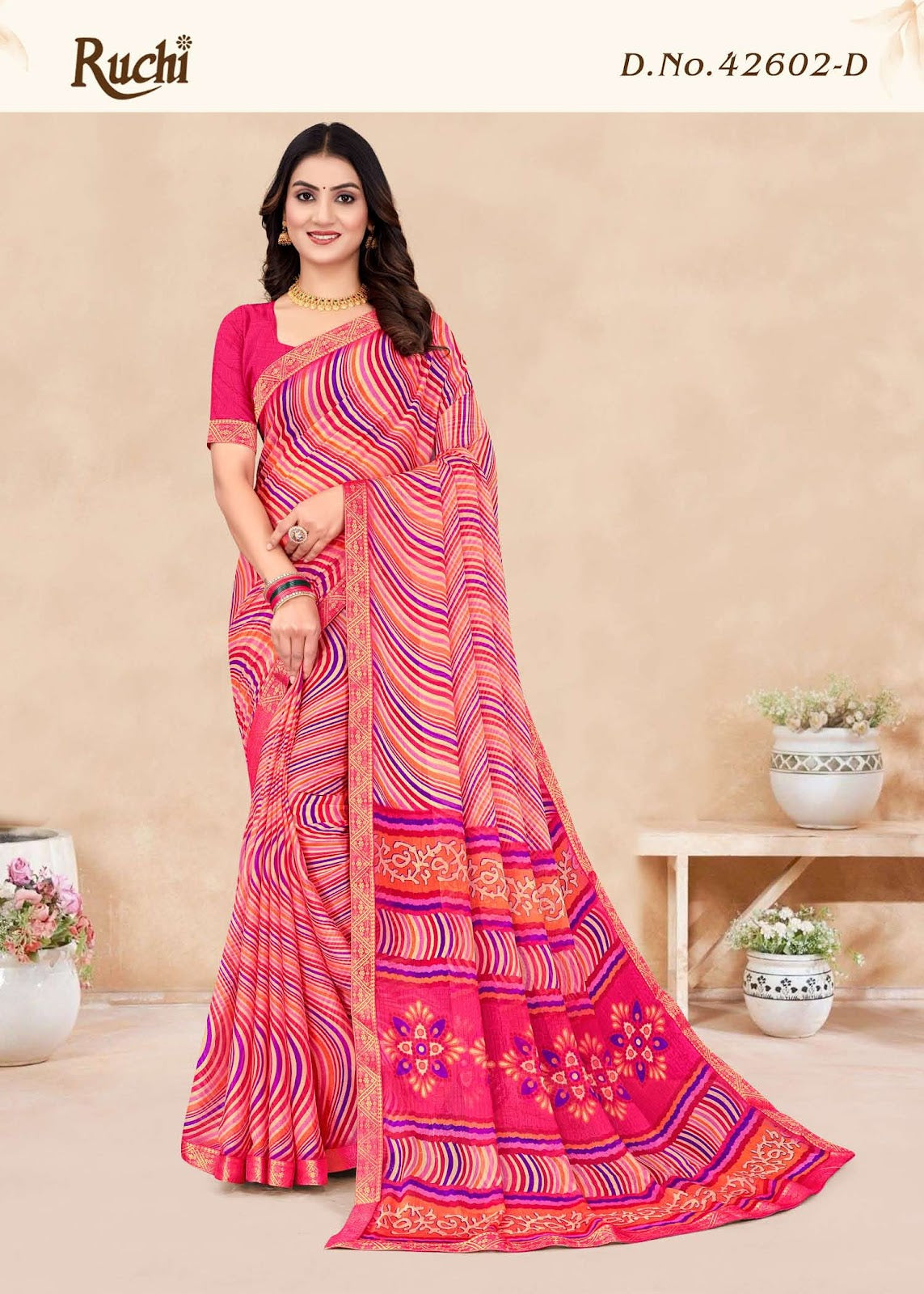 Simayaa Lehriya 2 Ruchi Chiffon Sarees Exporter