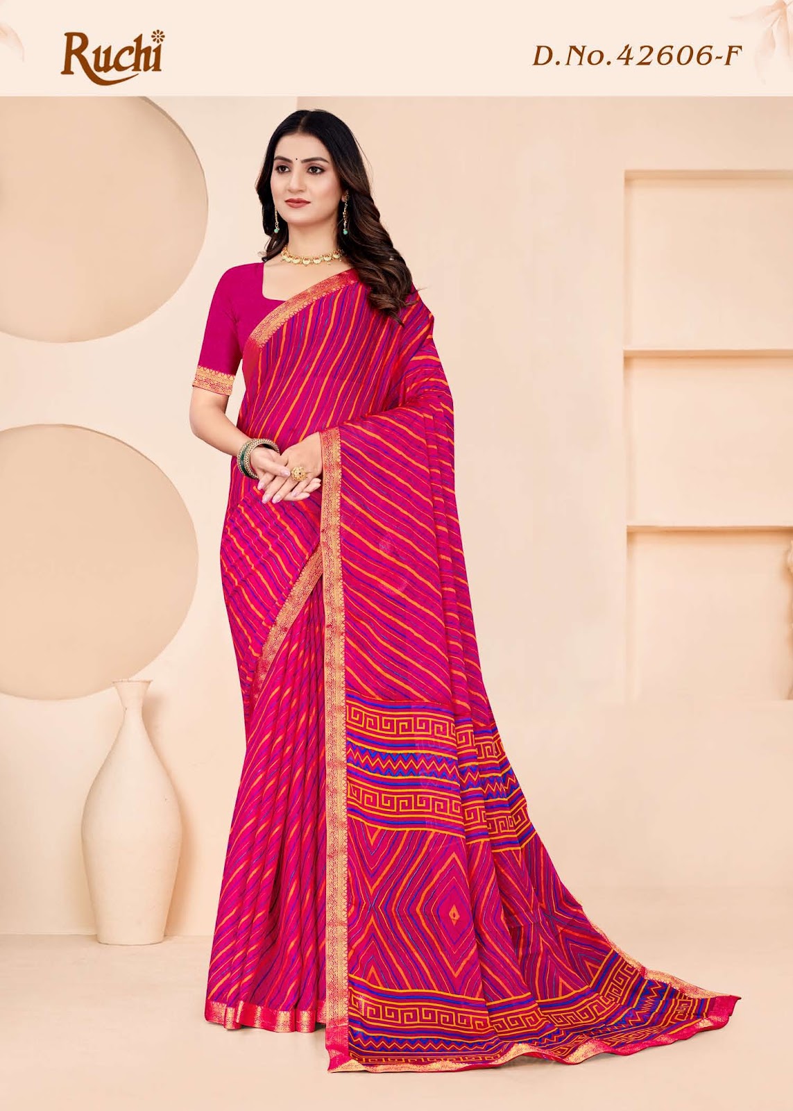 Simayaa Lehriya 6 Ruchi Chiffon Sarees Manufacturer Ahmedabad