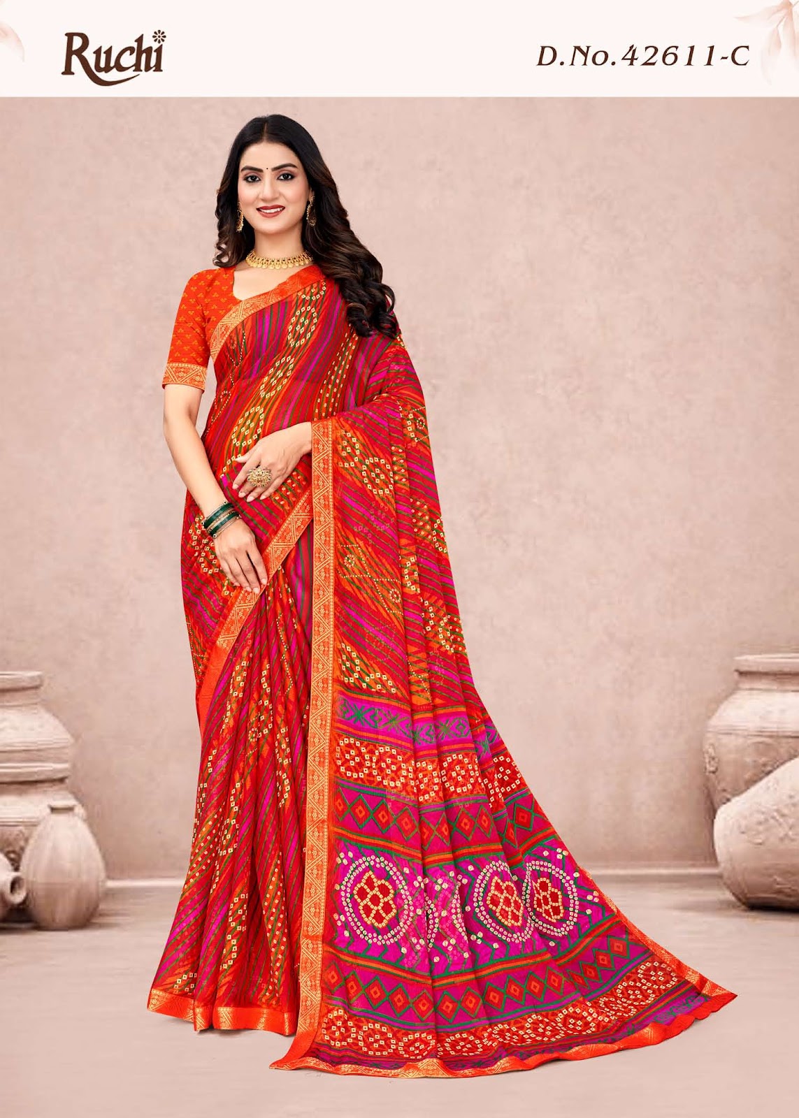 Simayaa Lehriya Vol 11 Ruchi Chiffon Sarees Wholesaler India