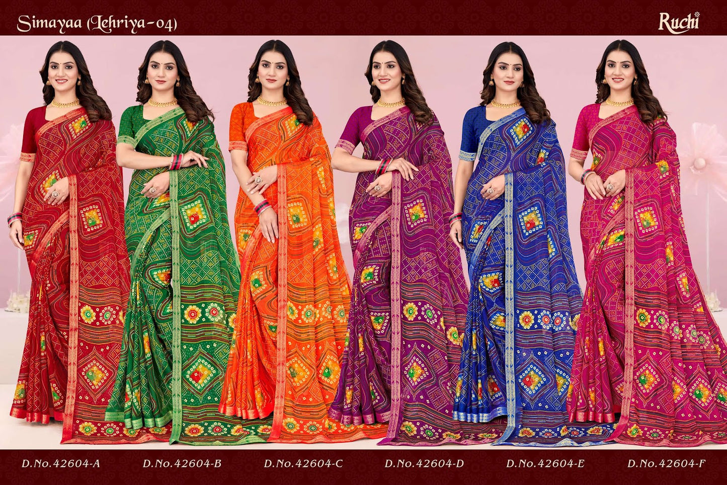 Simayaa Lehriya Vol 4 Ruchi Chiffon Sarees Supplier India