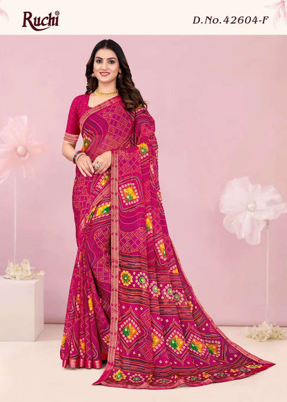 Simayaa Lehriya Vol 4 Ruchi Chiffon Sarees Supplier India