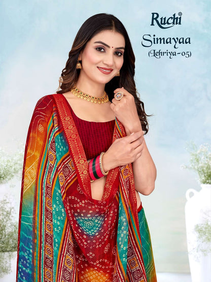 Simayaa Lehriya Vol 5 Ruchi Chiffon Sarees Exporter India