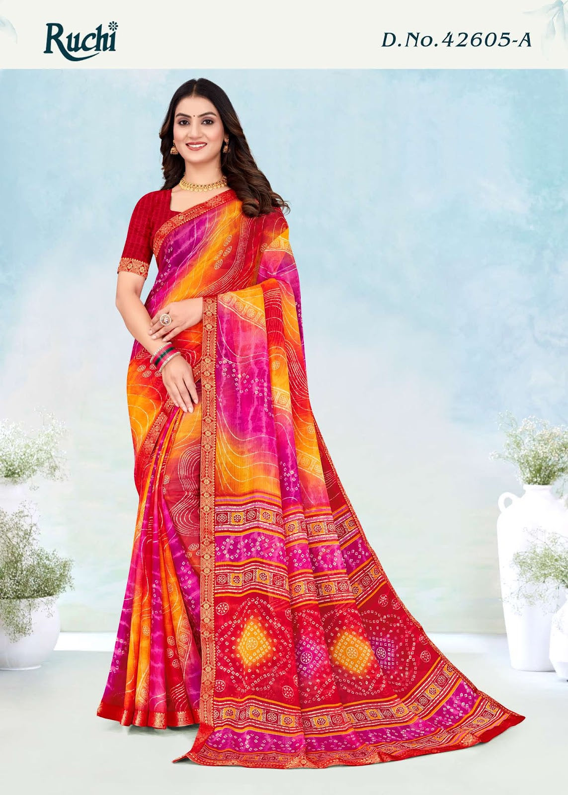 Simayaa Lehriya Vol 5 Ruchi Chiffon Sarees Exporter India
