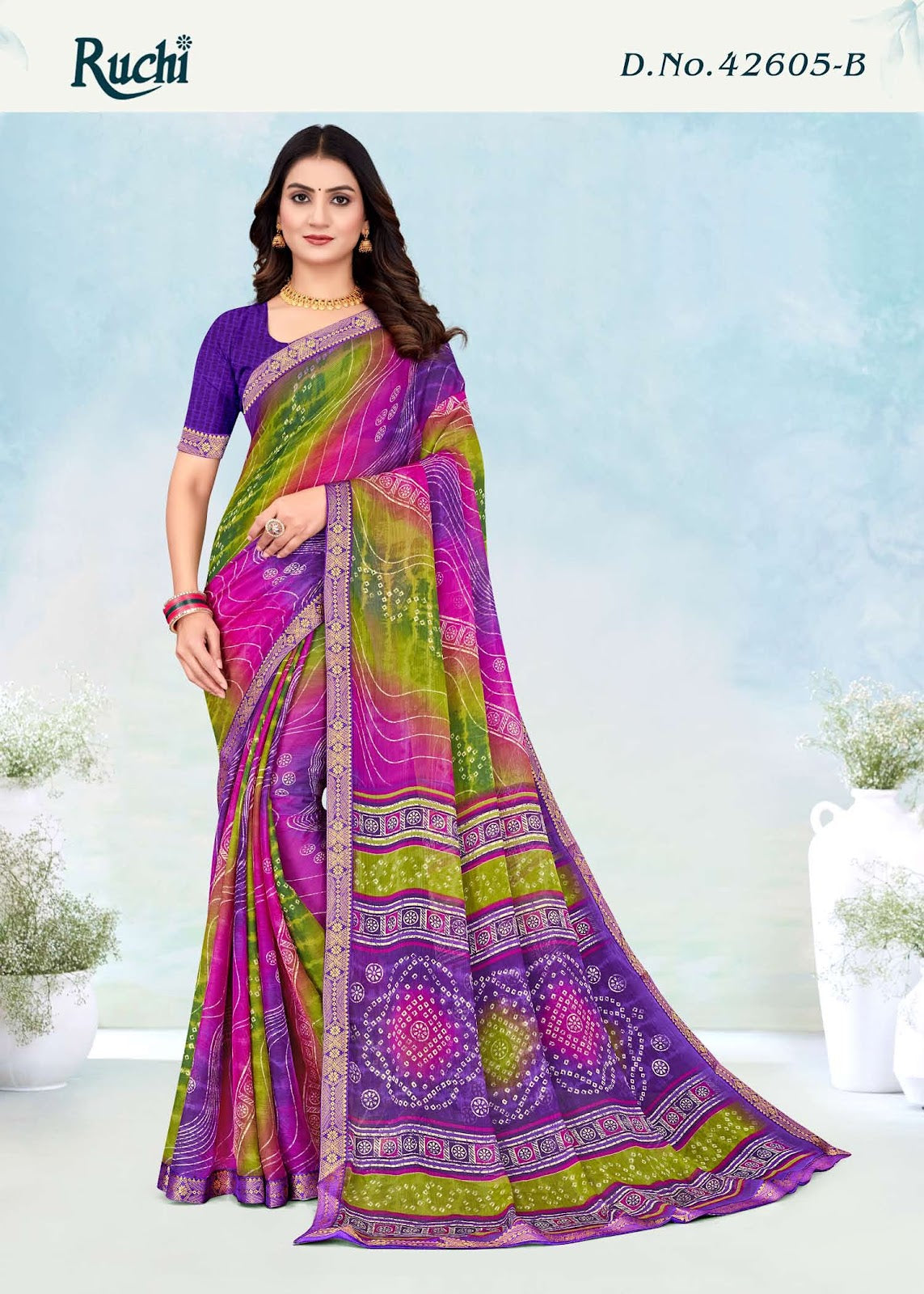 Simayaa Lehriya Vol 5 Ruchi Chiffon Sarees Exporter India