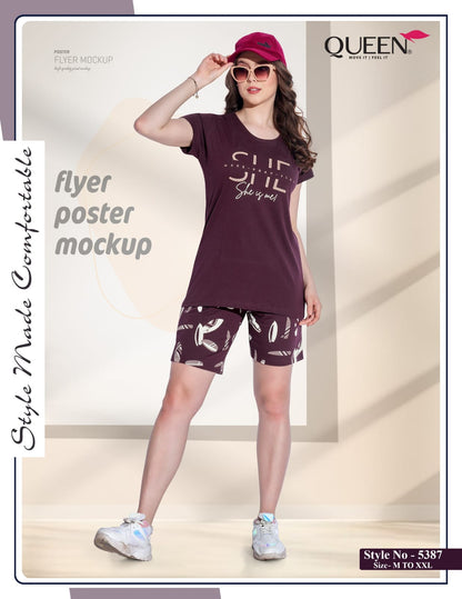Simayaa Queen Hosiery Cotton Shorts Night Suits Exporter India