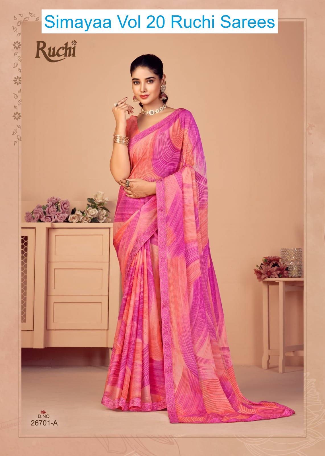 Simayaa Vol 20 Ruchi Chiffon Sarees Supplier