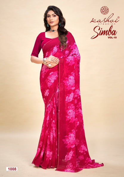Simba Vol 10 Kashvi Creation Georgette Sarees Wholesaler Gujarat