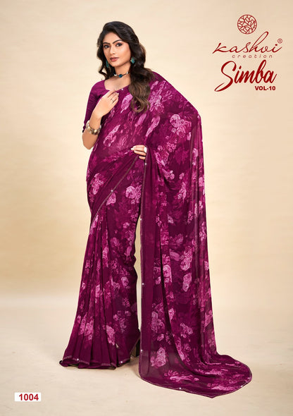 Simba Vol 10 Kashvi Creation Georgette Sarees Wholesaler Gujarat