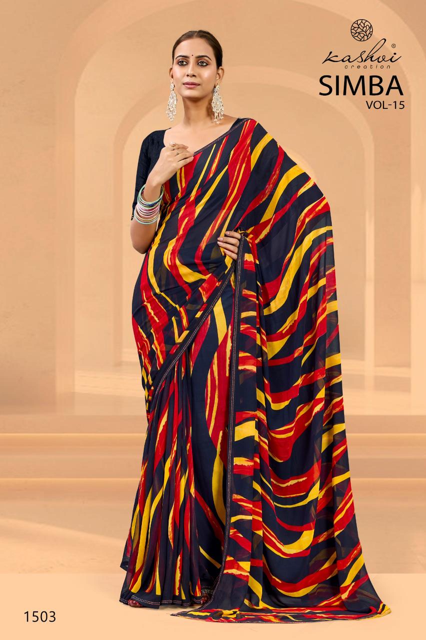 Simba Vol 15 Kashvi Creation Georgette Sarees Manufacturer Gujarat