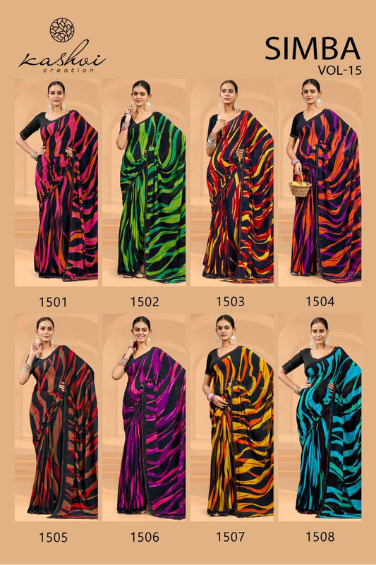 Simba Vol 15 Kashvi Creation Georgette Sarees Manufacturer Gujarat
