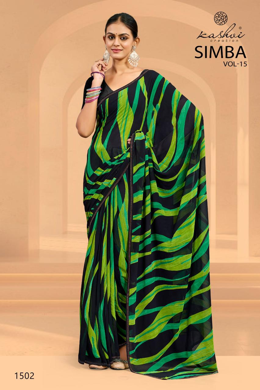 Simba Vol 15 Kashvi Creation Georgette Sarees Manufacturer Gujarat