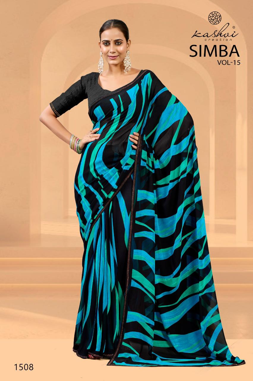 Simba Vol 15 Kashvi Creation Georgette Sarees Manufacturer Gujarat
