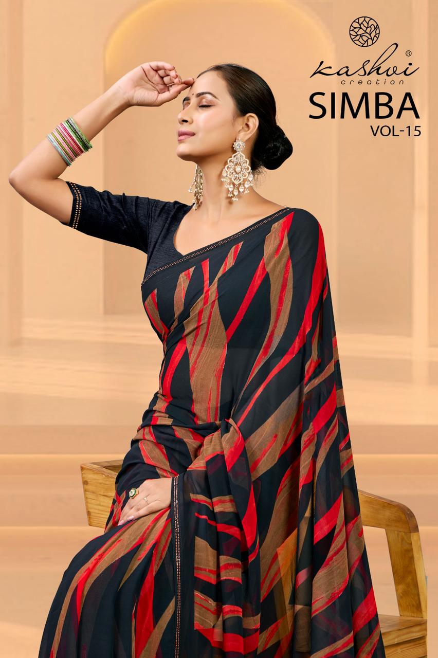 Simba Vol 15 Kashvi Creation Georgette Sarees Manufacturer Gujarat