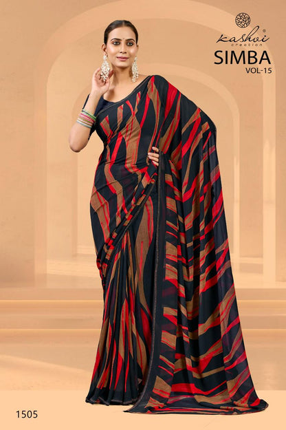 Simba Vol 15 Kashvi Creation Georgette Sarees Manufacturer Gujarat