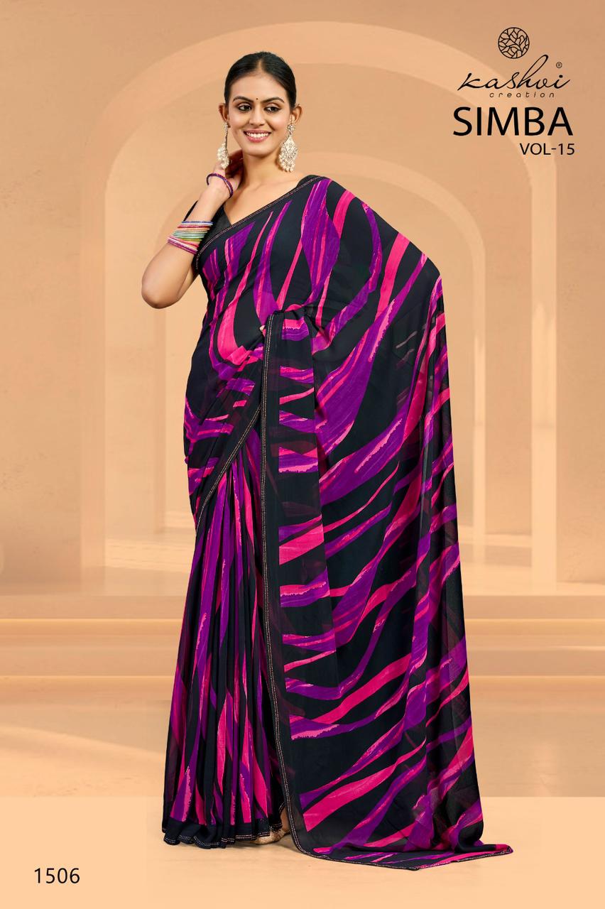 Simba Vol 15 Kashvi Creation Georgette Sarees Manufacturer Gujarat