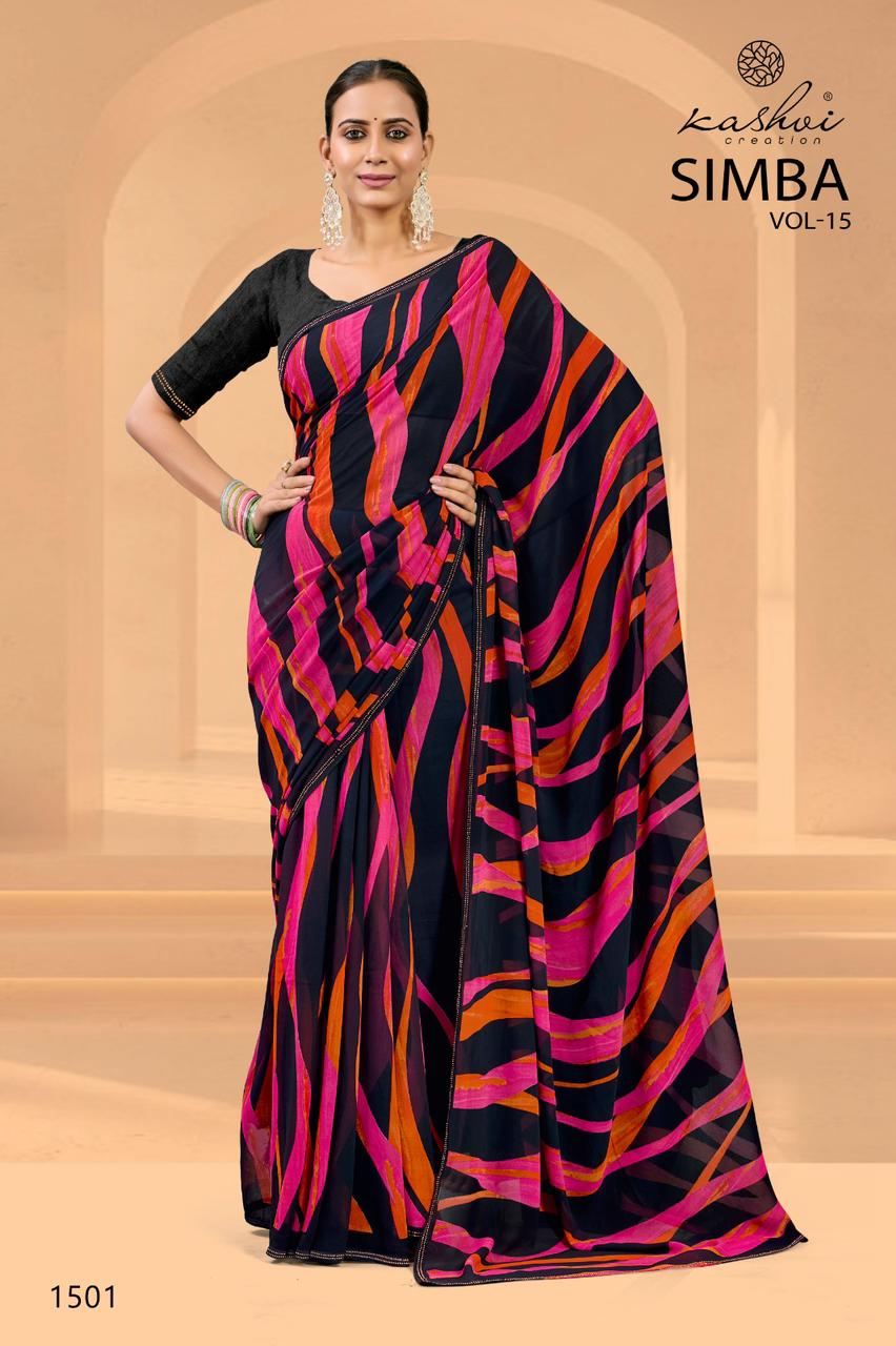 Simba Vol 15 Kashvi Creation Georgette Sarees Manufacturer Gujarat