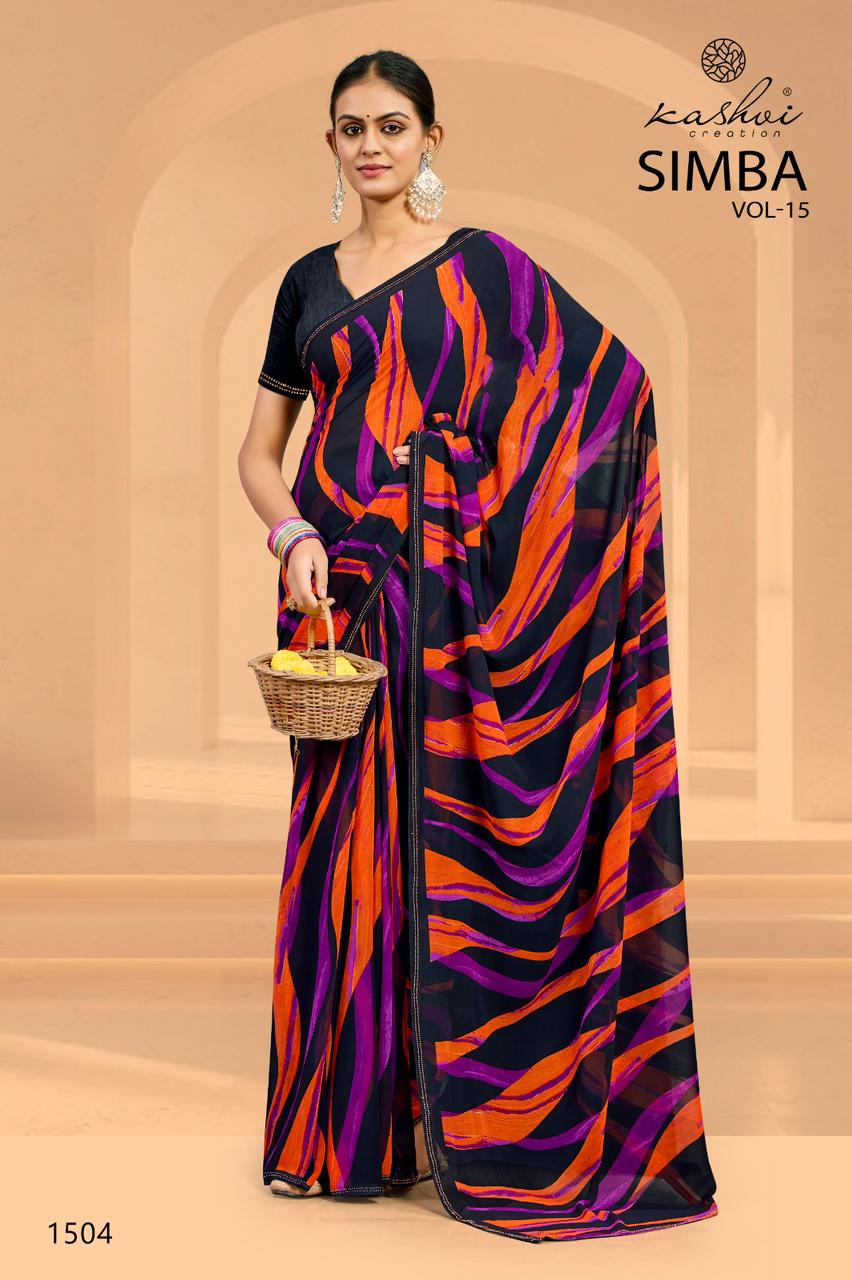 Simba Vol 15 Kashvi Creation Georgette Sarees Manufacturer Gujarat