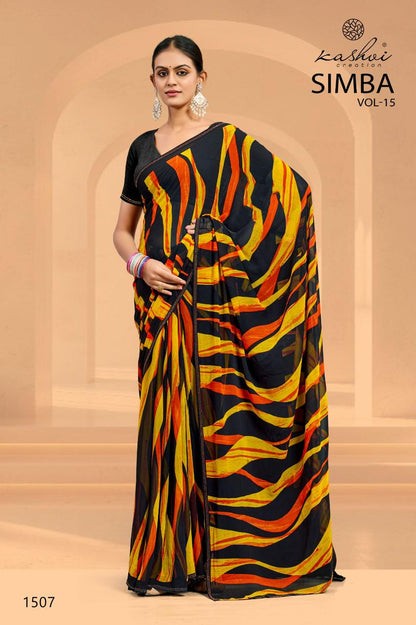 Simba Vol 15 Kashvi Creation Georgette Sarees Manufacturer Gujarat