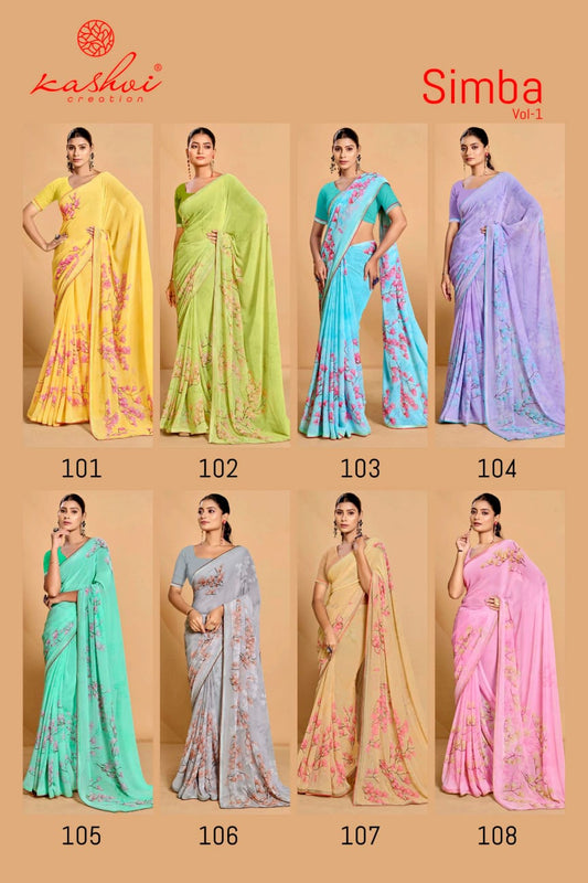 Simba Vol 1 Kashvi Creation Georgette Sarees Wholesale Rate