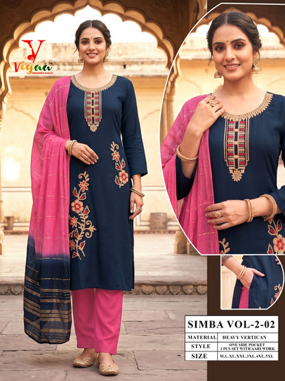 Simba Vol 2 Viyaa Vertican Readymade Pant Style Suits Supplier India