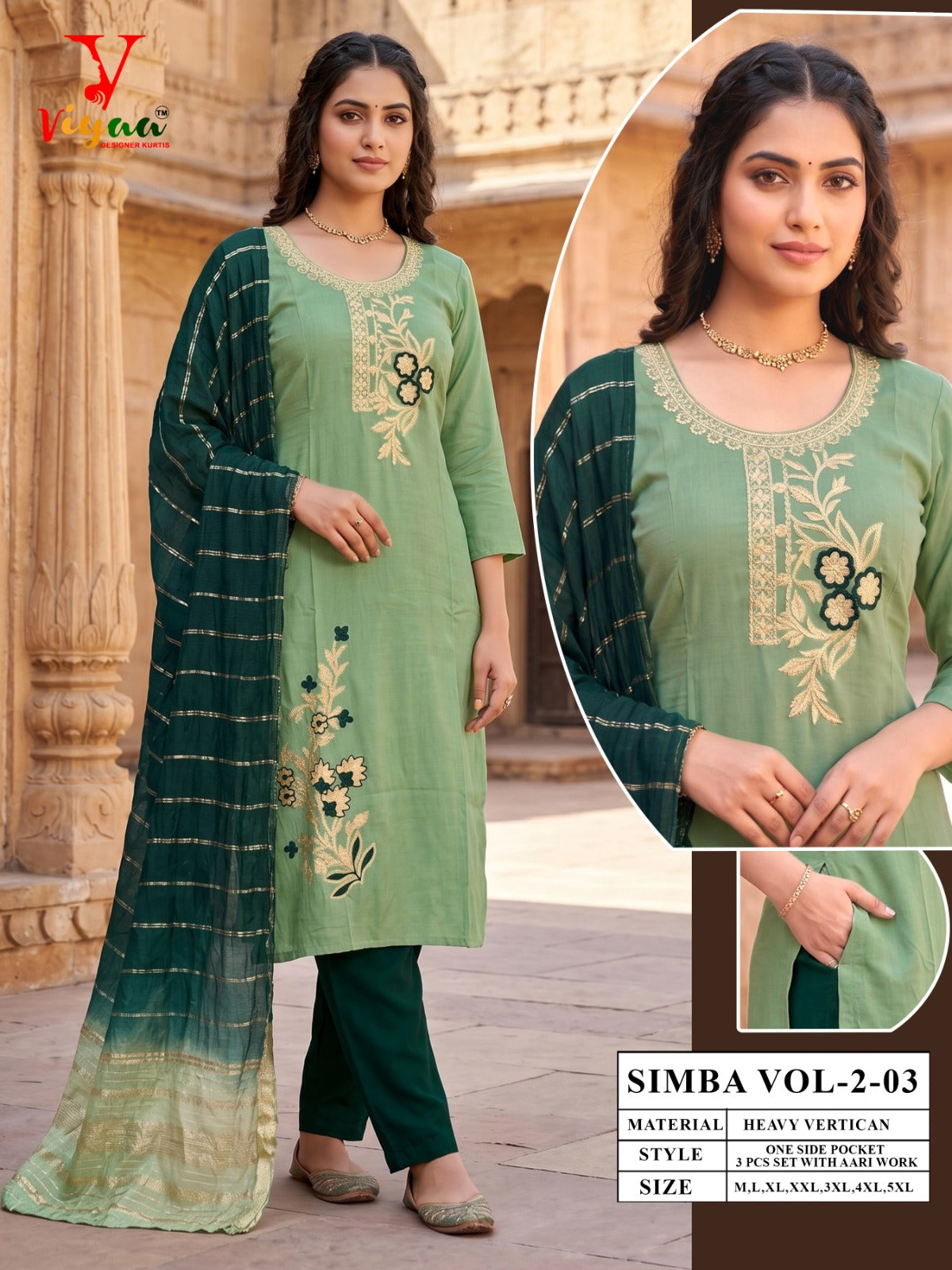 Simba Vol 2 Viyaa Vertican Readymade Pant Style Suits Supplier India