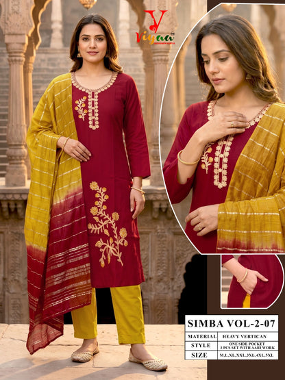 Simba Vol 2 Viyaa Vertican Readymade Pant Style Suits Supplier India