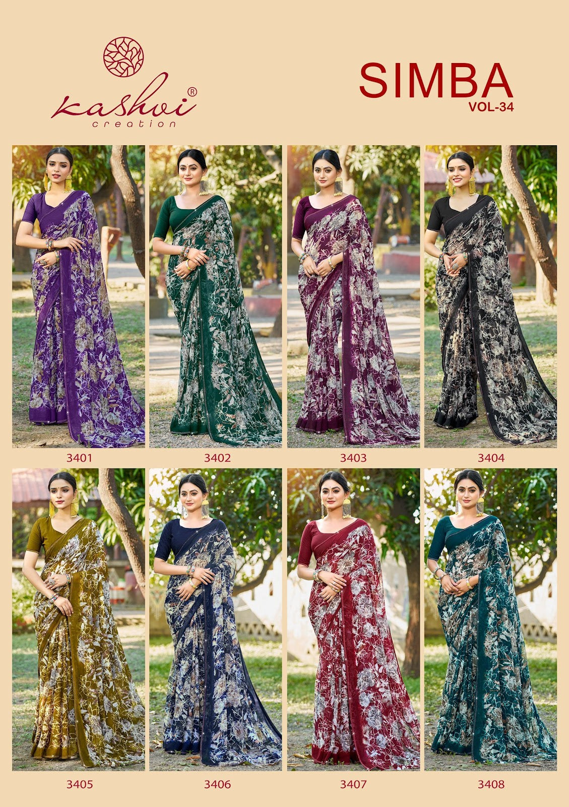 Simba Vol 34 Kashvi Creation Georgette Sarees Wholesaler India