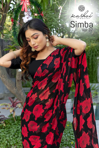 Simba Vol 37 Kashvi Creation Georgette Sarees Exporter Gujarat