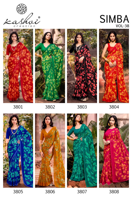 Simba Vol 38 Kashvi Creation Georgette Sarees Supplier