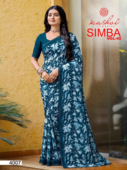 Simba Vol 40 Kashvi Creation Georgette Sarees Manufacturer Ahmedabad