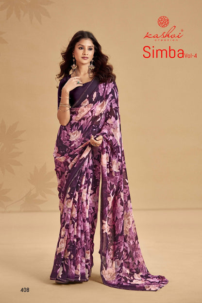 Simba Vol 4 Kashvi Creation Georgette Sarees Exporter India