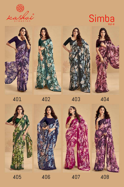Simba Vol 4 Kashvi Creation Georgette Sarees Exporter India