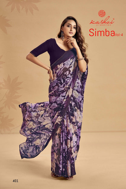 Simba Vol 4 Kashvi Creation Georgette Sarees Exporter India