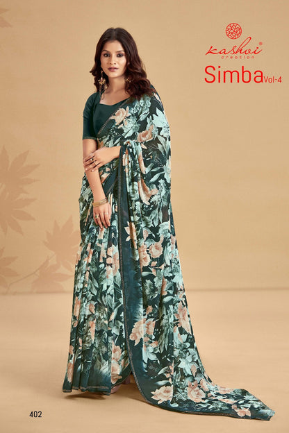 Simba Vol 4 Kashvi Creation Georgette Sarees Exporter India