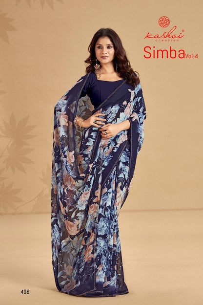 Simba Vol 4 Kashvi Creation Georgette Sarees Exporter India