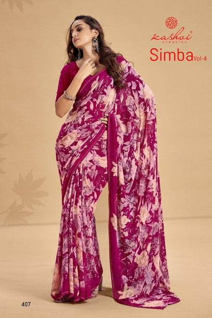 Simba Vol 4 Kashvi Creation Georgette Sarees Exporter India