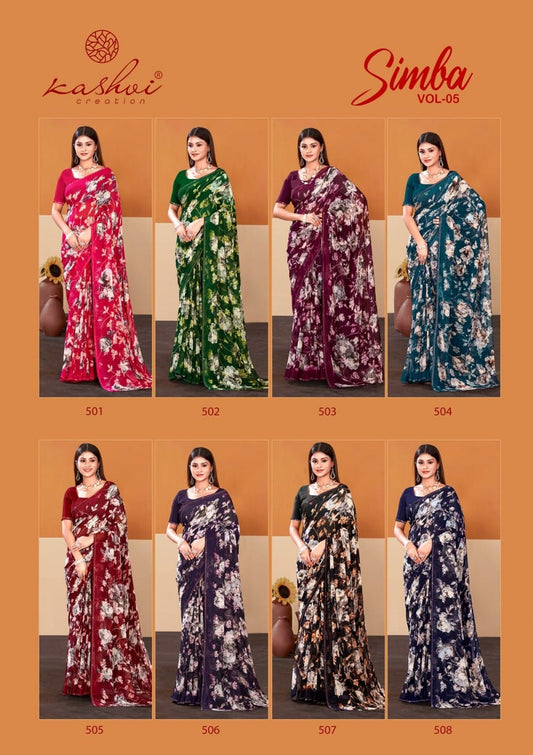 Simba Vol 5 Kashvi Creation Georgette Sarees Supplier Gujarat