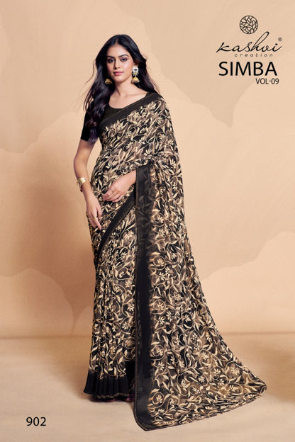 Simba Vol 9 Kashvi Creation Georgette Sarees Manufacturer Gujarat