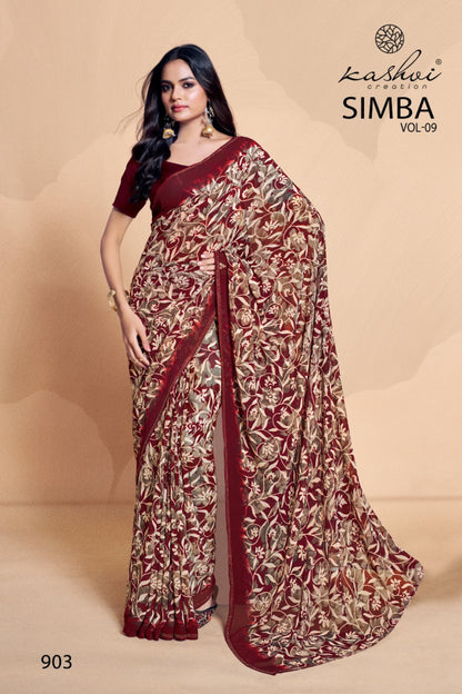 Simba Vol 9 Kashvi Creation Georgette Sarees Manufacturer Gujarat