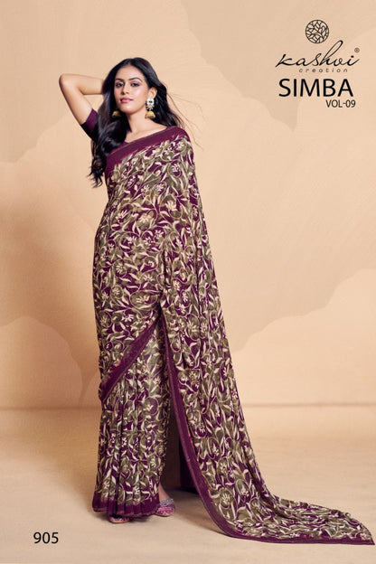 Simba Vol 9 Kashvi Creation Georgette Sarees Manufacturer Gujarat