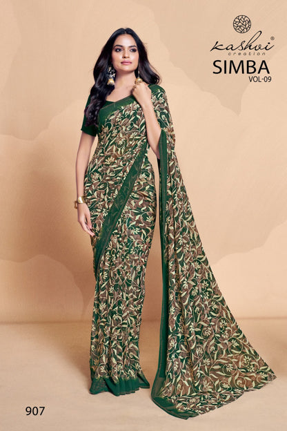 Simba Vol 9 Kashvi Creation Georgette Sarees Manufacturer Gujarat