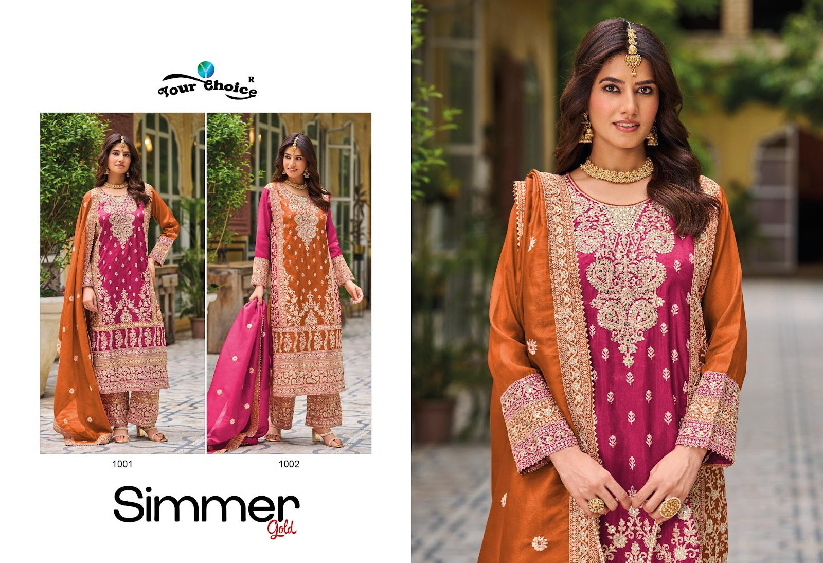 Simmer Gold Your Choice Chinon Pakistani Readymade Suits Wholesaler Ahmedabad