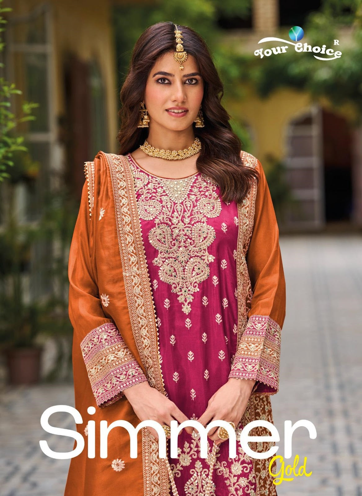 Simmer Gold Your Choice Chinon Pakistani Readymade Suits Wholesaler Ahmedabad