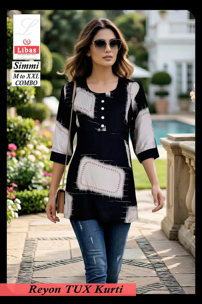Simmi Libas Amiti Cotton Rayon Short Kurtis Exporter India