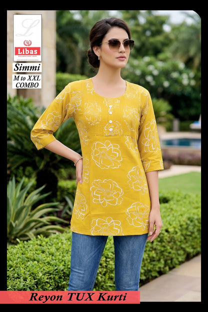Simmi Libas Amiti Cotton Rayon Short Kurtis Exporter India