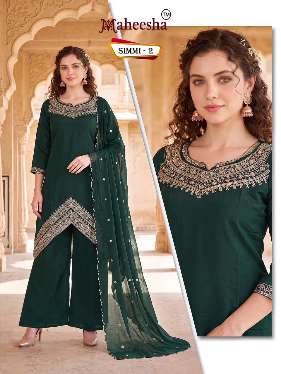 Simmi Maheesha Chanderi Readymade Plazzo Style Suits Manufacturer India